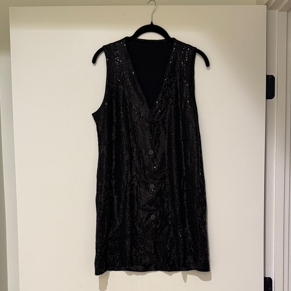 Zara Black Knit Shine Mini Dress